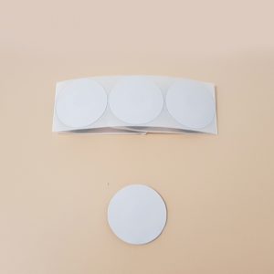 Etiqueta adhesiva antihurto 8.2MHz redonda 40mm blanca